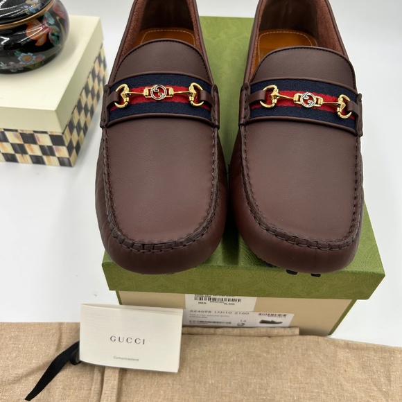 Men’s Gucci interlocking G leather Driver loafers size 14 made in Italy - Picture 3 of 11